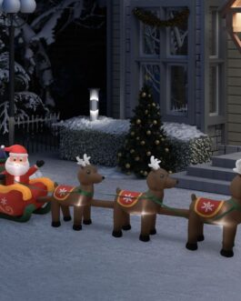 vidaXL Christmas Inflatable Santa and Reindeer Decoration LED 192.9″