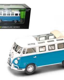 1962 Volkswagen Microbus Van Bus Blue With Open Roof 1/43 Diecast Car by Road Signature