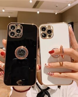 Luxury Plated Ring Bracket Shockproof Phone Case For IPhone 14 Pro Max/13 Pro/12/11/Xs Max/XR/X/8/7 Plus
