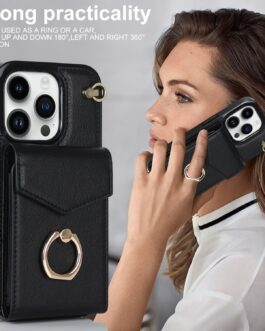 Leather Case With Card Holder; 360° Rotation Ring Stand Protective Case Compatible With IPhone 14 IPhone 14 Pro
