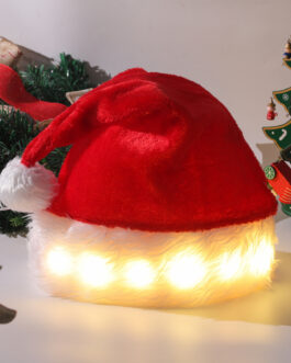 Christmas Decoration Plush Glow Led Santa Hat Christmas Supplies