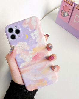 Painted pink clouds for 13/14ProMax Apple XS/XR phone case iPhone 11 soft shell 12 Korean style