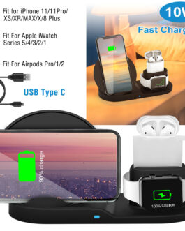 Wireless Charger 10W Fast Charging Station For iPhone Apple iWatch Series 5/4/3/2/1 AirPods