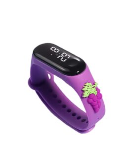 Electronic Watch For Kids Led Waterproof Creative Fruit Cartoon Doll Wrist Watch For Students Gift purple grapes
