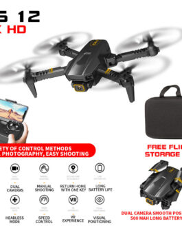 2.4G RC Drone Rechargeable Mini Folding Quadcopter CS12 HD Camera Remote Control Drone Grey Single Camera 3 Batteries