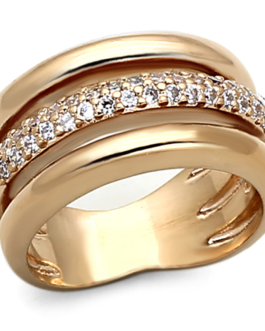 LOA900 – Brass Ring Rose Gold Women AAA Grade CZ Clear