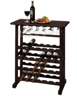 Floor-Standing Dark Espresso Brown 24-Bottle Wine Rack