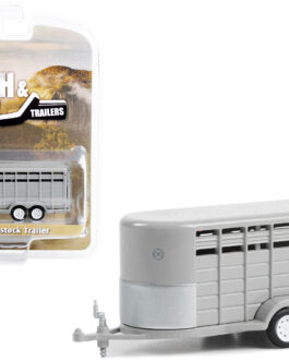 14-Foot Livestock Trailer Gray “Hitch & Tow Trailers” Series 1/64 Diecast Model by Greenlight