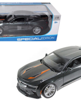 2017 Chevrolet Camaro SS Gray Metallic with Orange Stripes “50th Anniversary” “Special Edition” Series 1/18 Diecast Model Car by Maisto