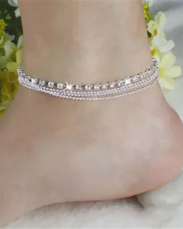 Multi Row Crystal Chain Anklet Ankle Bracelet