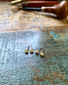 Rainbow Opal Stud Earrings – Opal Birthstone Earrings