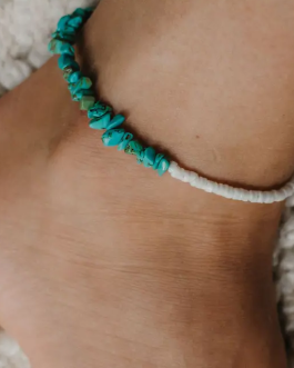 Santai Natural Stone Anklet Ankle Bracelet -Turquoise