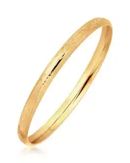 14k Yellow Gold Dome Style Children’s Bangle with Diamond Cuts