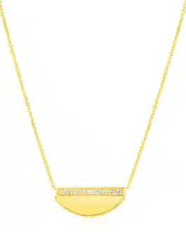 14K Yellow Gold Half Moon Necklace with Diamonds