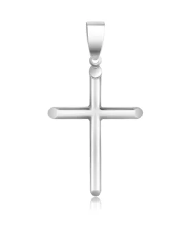 14k White Gold Slim Cross with Tapered Ends Pendant