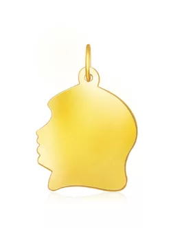 14k Yellow Gold Large Girl Head Charm