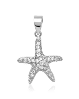 Sterling Silver Petite Starfish Pendant with Cubic Zirconias