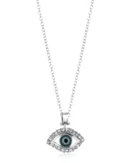 Sterling Silver Evil Eye Pendant with Cubic Zirconias