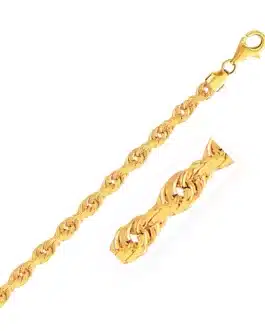 5.0mm 10k Yellow Gold Solid Diamond Cut Rope Bracelet