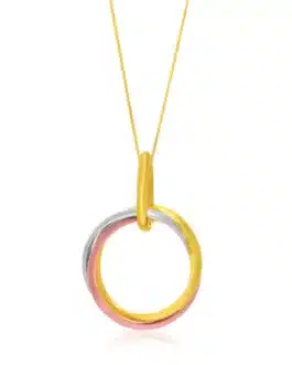 14k Tri-Color Gold Open Interlaced Ring Pendant