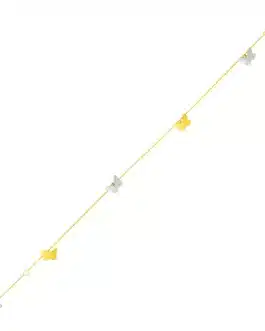 14k Two Tone Gold Anklet with Butterflies