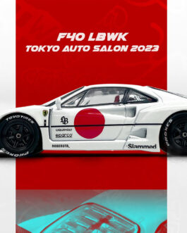 LBWK (Liberty Walk) F40 White with Graphics “Tokyo Auto Salon 2023” 1/64 Diecast Model Car by Inno Models