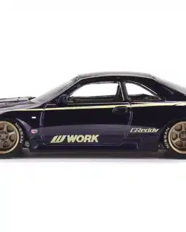 Nissan Skyline GT-R (R33) RHD (Right Hand Drive) Purple Metallic with Yellow Stripes (Designed by Jun Imai) “Kaido House” Special 1/64 Diecast Model Car by True Scale Miniatures