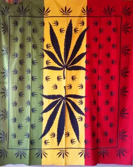 Marijuana Leaf Mirror Symmetrical Art Design Tapestry Wall Hanging Bedspread