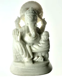 Small White Marble Texture Ganesha Statue Sculpture