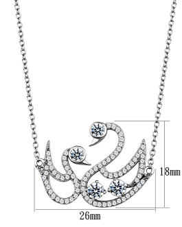 TS447 – Rhodium 925 Sterling Silver Chain Pendant with AAA Grade CZ  in Clear