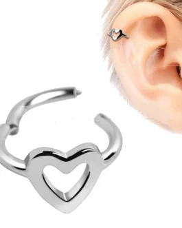316L Stainless Steel Heart Seamless Clicker Ring – Heart Cartilage Piercing