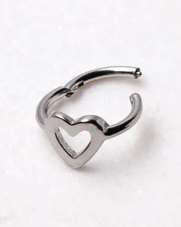 316L Stainless Steel Heart Seamless Clicker Ring – Heart Cartilage Piercing