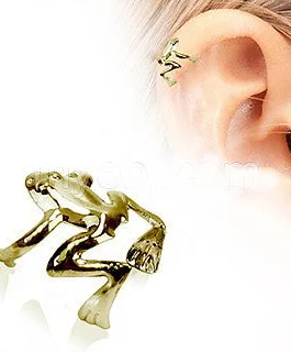 Antique Gold Tree Frog Fake Cartilage Ear Cuff