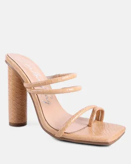 dandelion high block heeled croc sandals