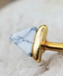 Gold Howlite Triangle Industrial Barbell