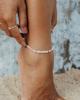 Lahaina Pearl Handmade Anklet – White