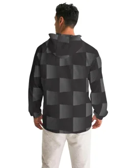 Mens Hooded Windbreaker – Black Casual/sports Water Resistant Jacket – Jjyx0x