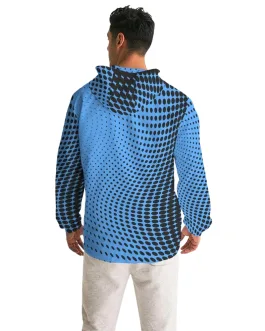 Mens Hooded Windbreaker – Blue Polka Dot Water Resistant Jacket – Jl1g0x