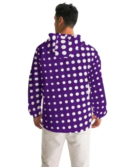 Mens Hooded Windbreaker – Purple Polka Dot Water Resistant Jacket – Jl2i0x