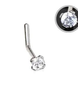 316L Stainless Steel Prong Set CZ L Bend Nose Ring