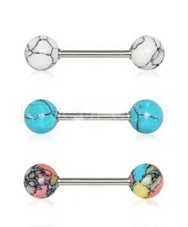 Nipple Bar Set with Synthetic Stones