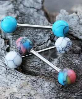 Nipple Bar Set with Synthetic Stones