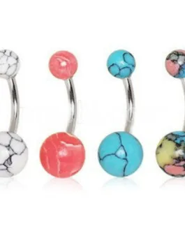 Navel Ring with Synthetic Stone