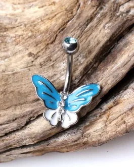 316L Stainless Steel Aqua Butterfly Navel Ring