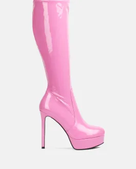 shawtie high heel stretch patent calf boots