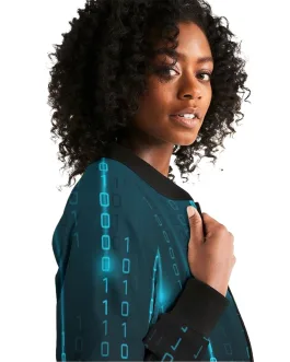 Blue Matrix Style, Womens Bomber Jacket
