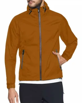 Brown Hooded Windbreaker Jacket – Men / Women