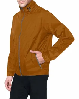Brown Hooded Windbreaker Jacket – Men / Women