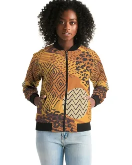 Womens Jackets, Brown Autumn Style Bomber Jacket