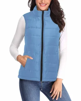 Womens Puffer Vest Jacket / Blue Gray